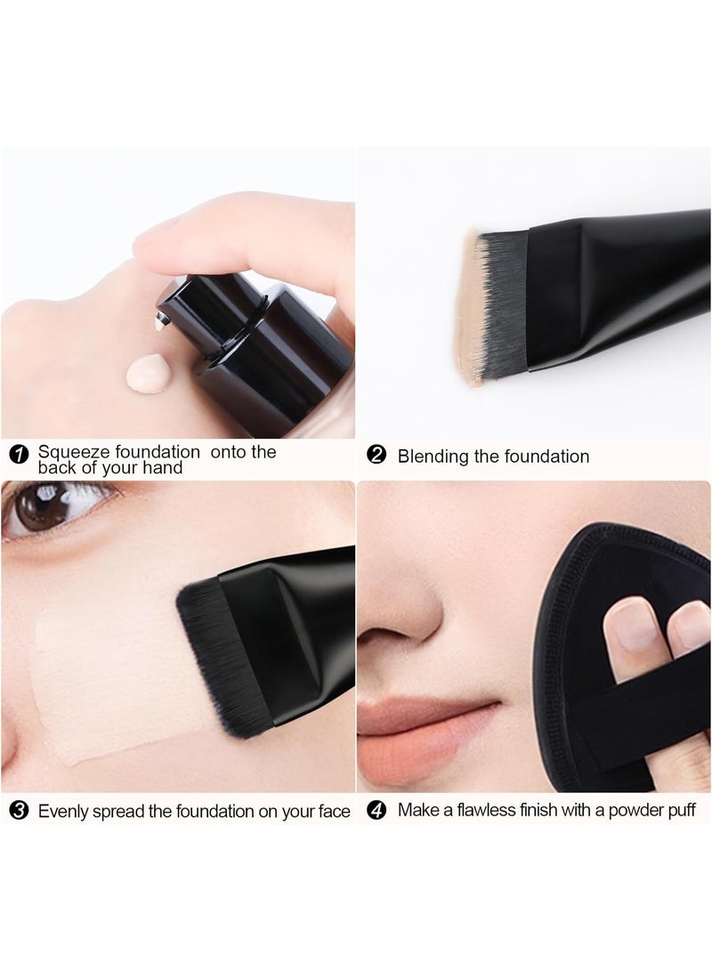 2Pcs Flat Foundation Brush,Face Mask Brush Makeup Spatula Facial Brush for Liquid Foundation Mask,Premium Face Korean Makeup Brush for Blending Cream (Black&Black) - Image 4